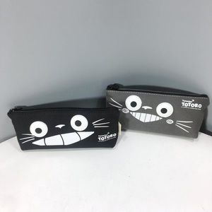 Black Gray Totoro Fabric Zipper Pencil Make Up Pouch Bag